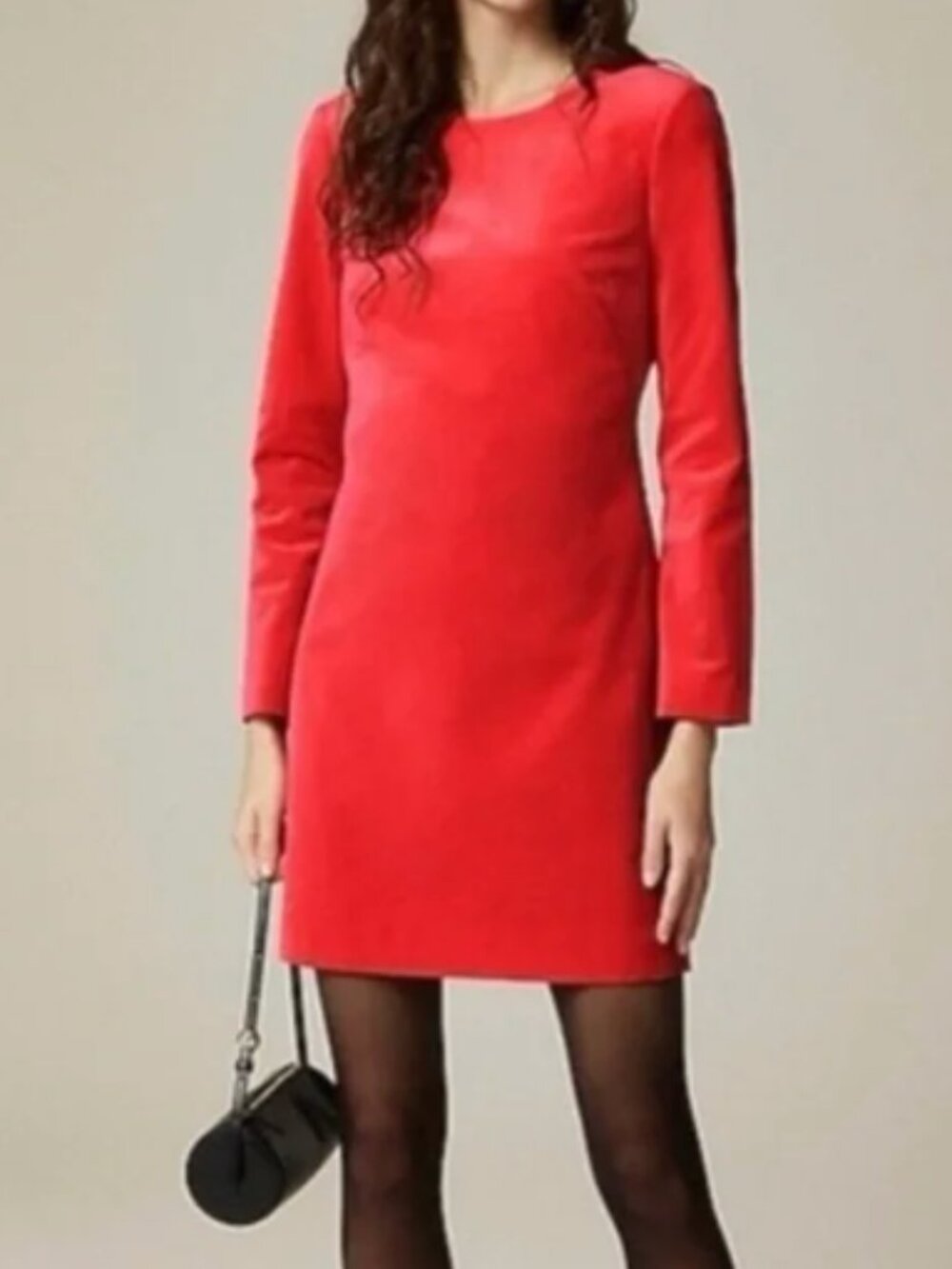 J. Crew Long-sleeve shift dress in stretch velvet size 0